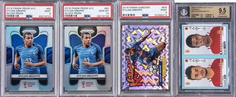 2016-2018 Panini Kylian Mbappe PSA and BGS High-Grade Collection (4 Cards)